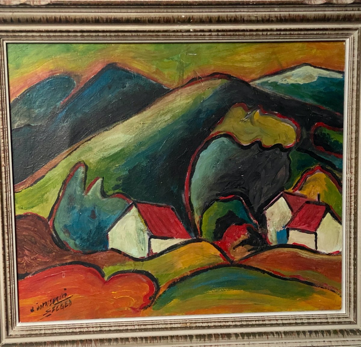 Paysage  Expressionniste   dans le style de  TADEUSZ  JAROSZINSKI 1933-2020   né  à MARKARSKA  