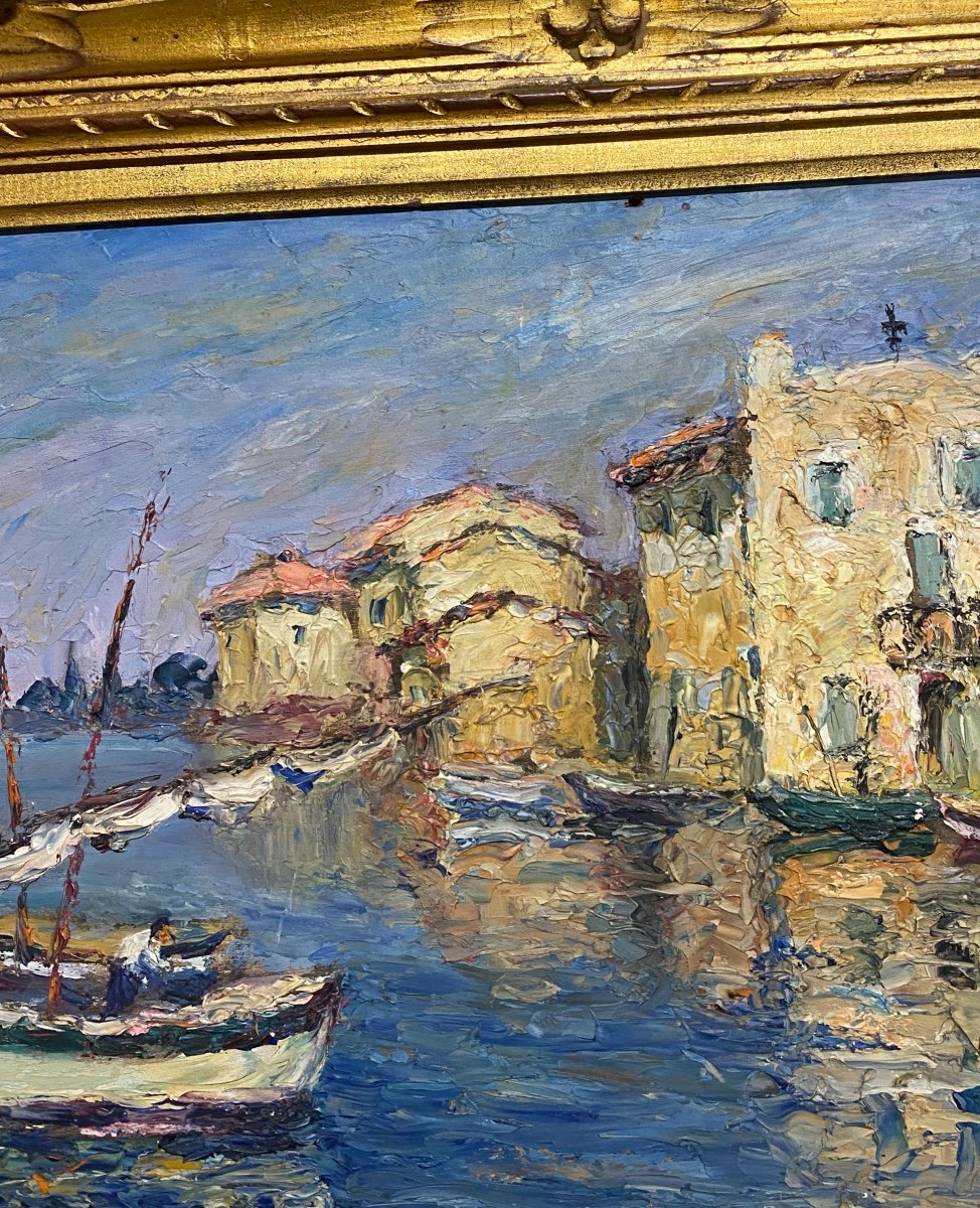 Vu  Des   Martigues  Tableau Expressionniste  Debut 20ème  Peint Sur Panneau  Recto Verso-photo-4