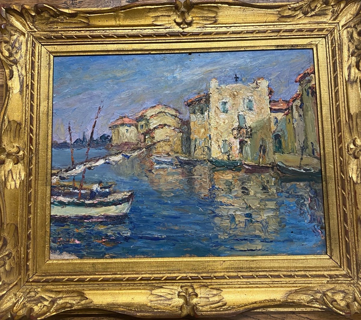 Vu  Des   Martigues  Tableau Expressionniste  Debut 20ème  Peint Sur Panneau  Recto Verso-photo-5