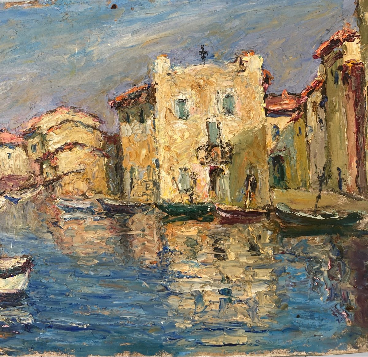 Vu  Des   Martigues  Tableau Expressionniste  Debut 20ème  Peint Sur Panneau  Recto Verso-photo-8