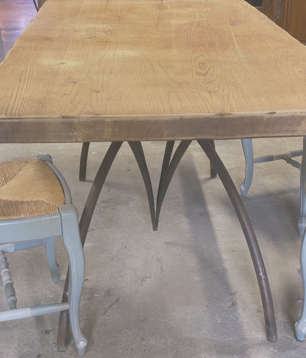 Table En Planches De Châtaignier Massif  De 6cm  La Base En Barre  Rondes  Massives  Croisées  