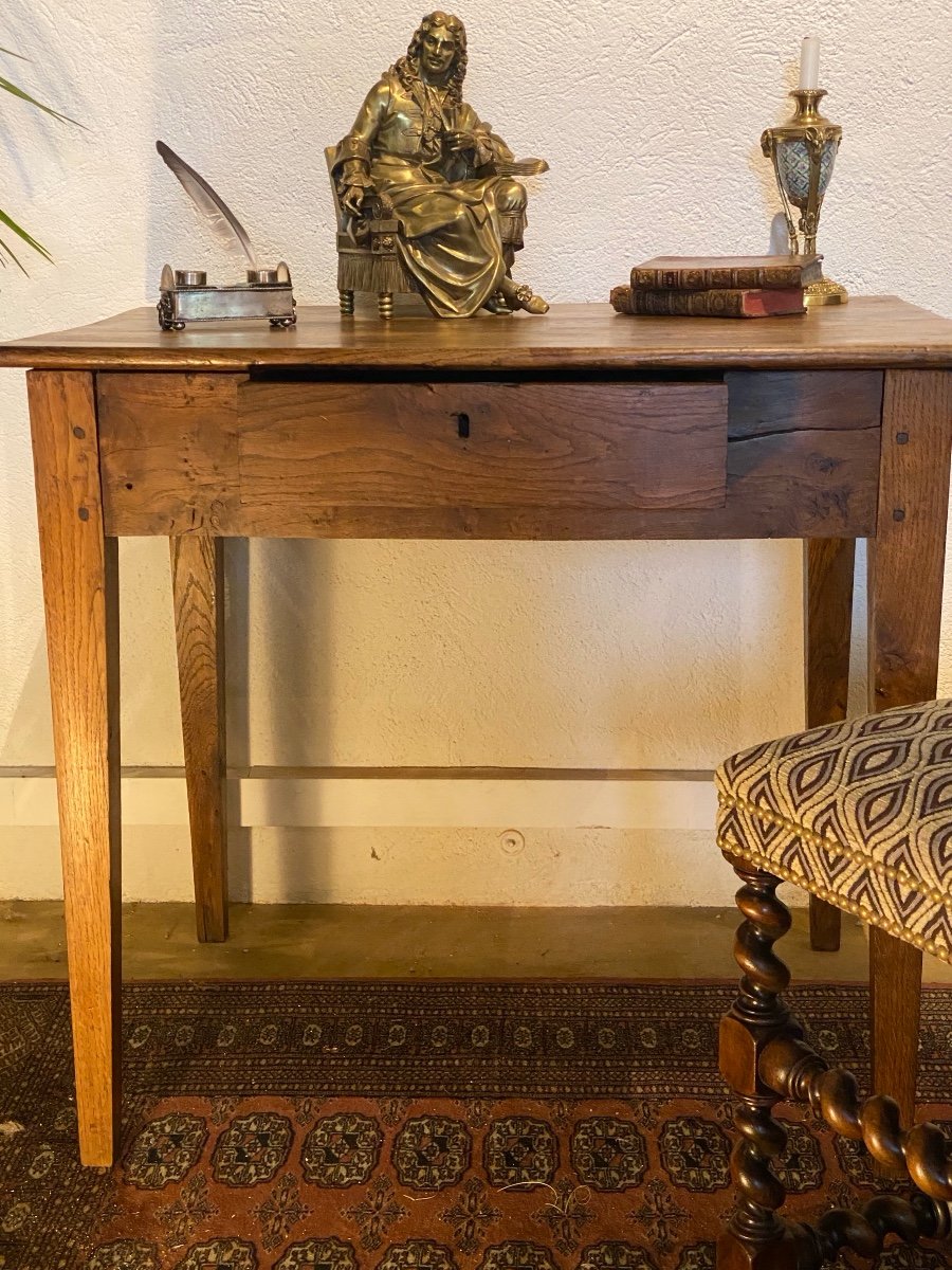 Side Table - Chestnut Secretary With One Drawer, 18th Century