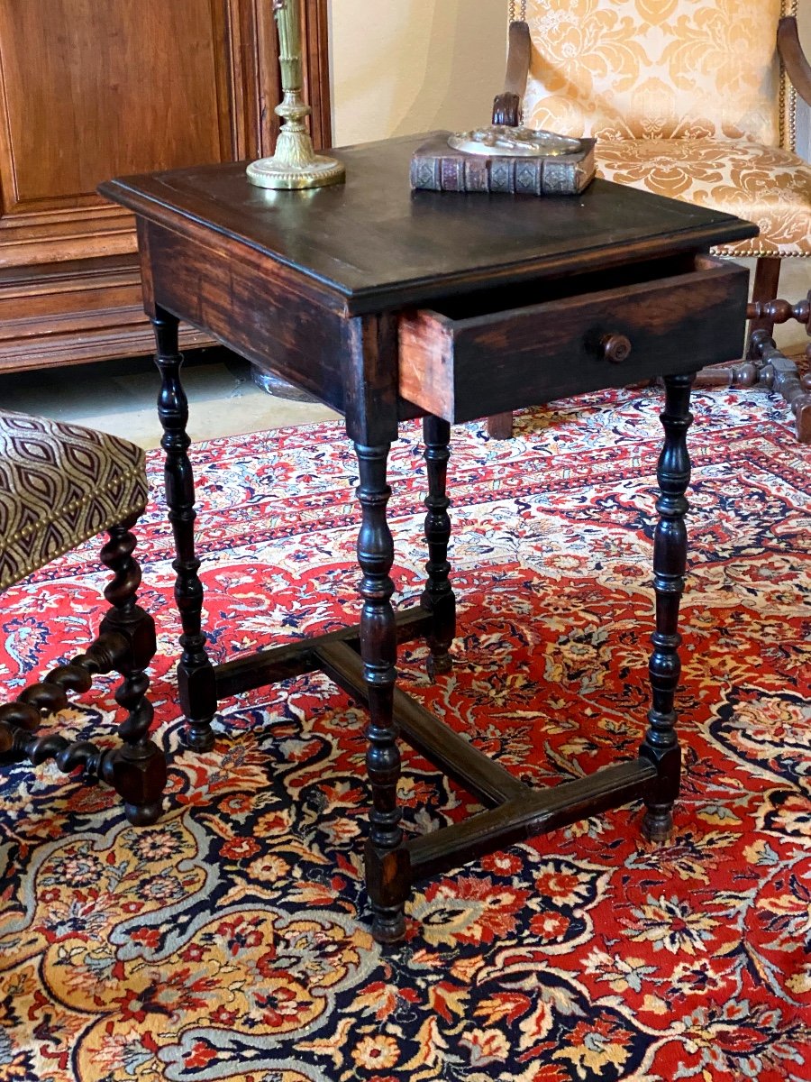 Louis XIII Period Side Table With One Drawer-photo-2