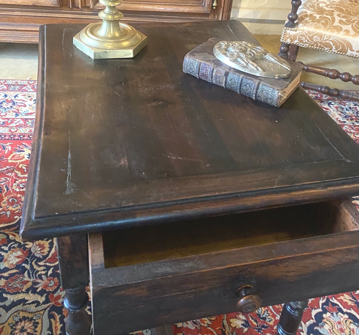 Louis XIII Period Side Table With One Drawer-photo-6