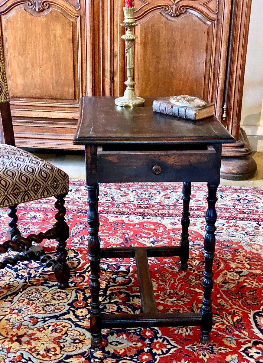 Louis XIII Period Side Table With One Drawer