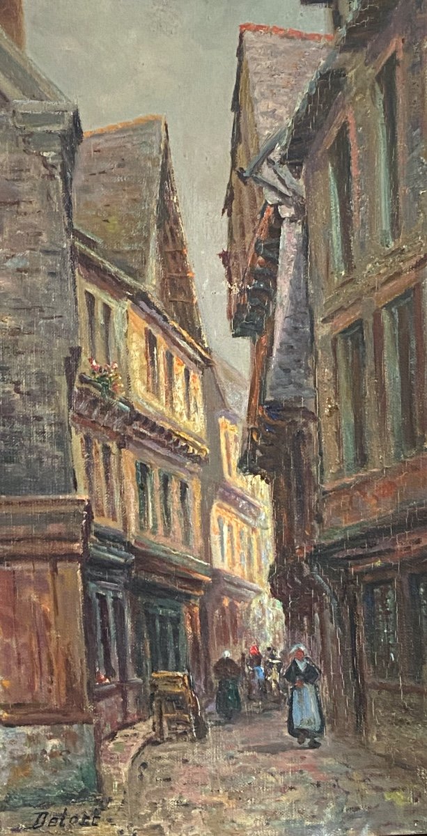 19th Century Impressionist Style Painting Rue Saint-salomon In Vannes, Brittany