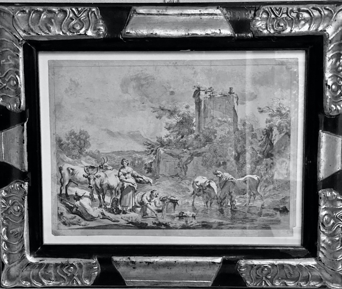 Pastoral Print By Nicolaes Berchem On Laid Paper #4