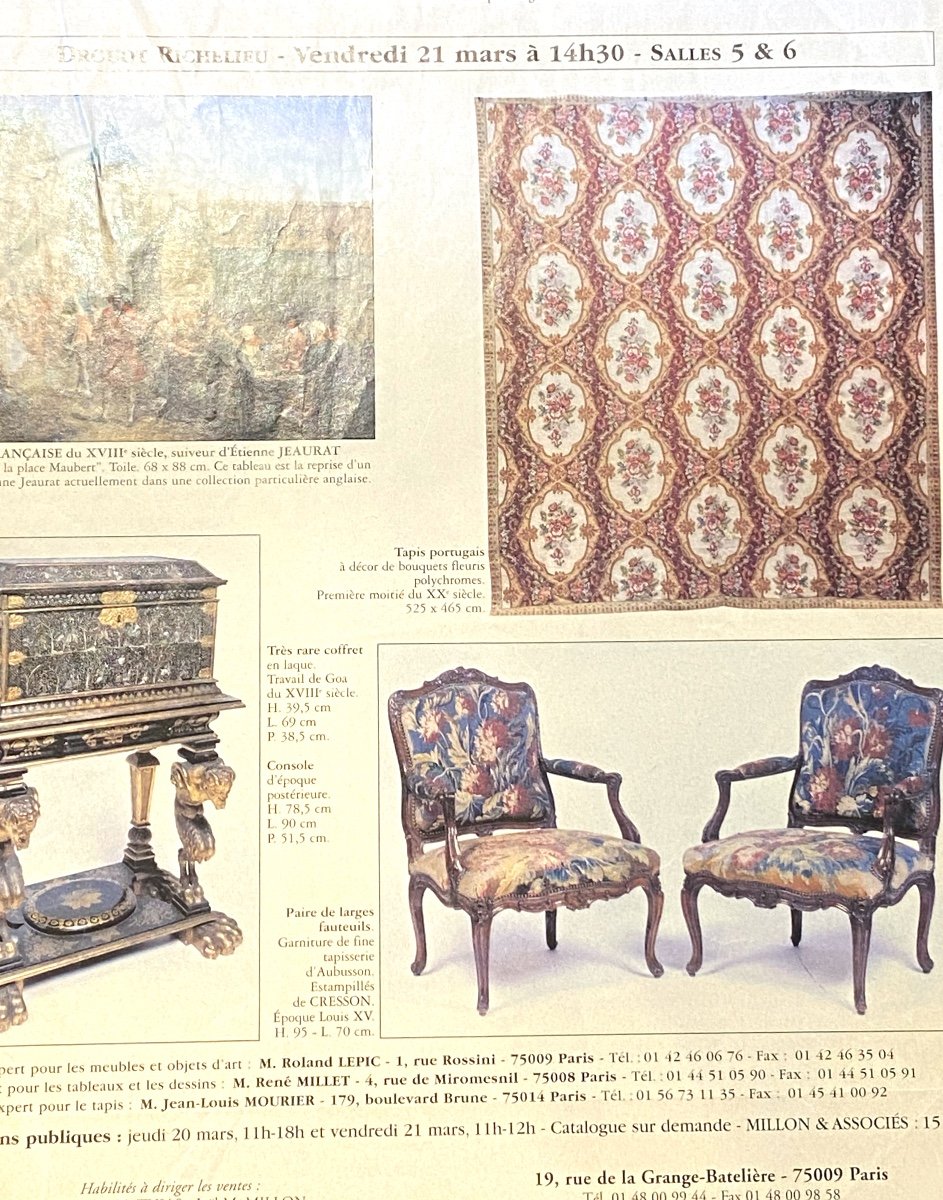 Paire De Fauteuils  époque  Louis XV   Estampillés  De  Cresson   Garnis   Tapisserie  Aubusson-photo-1