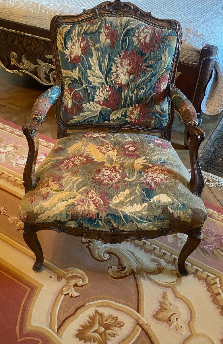 Paire De Fauteuils  époque  Louis XV   Estampillés  De  Cresson   Garnis   Tapisserie  Aubusson-photo-7