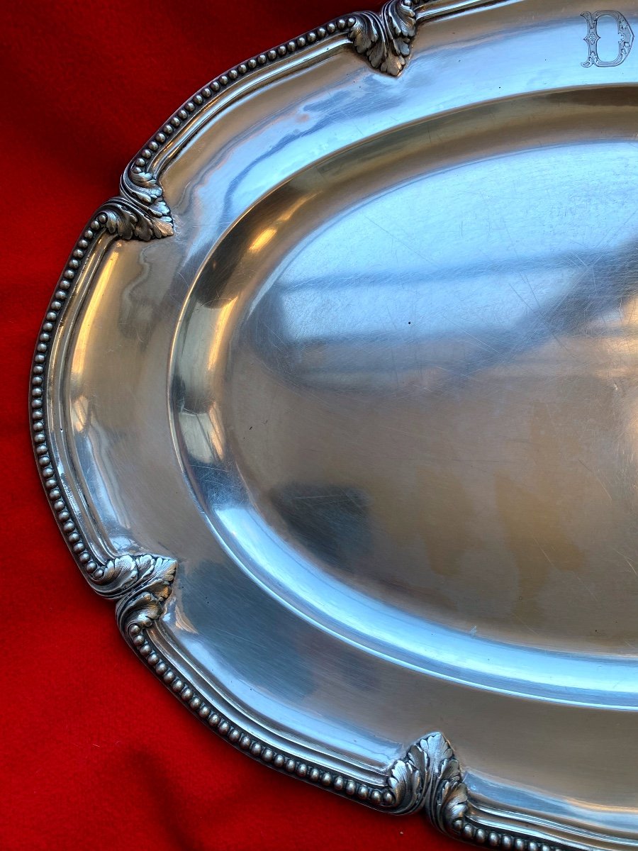 Oval Plate In Solid Silver Odiot In Paris Hallmarked With Minerva And Master Goldsmith 1890 Gr-photo-2