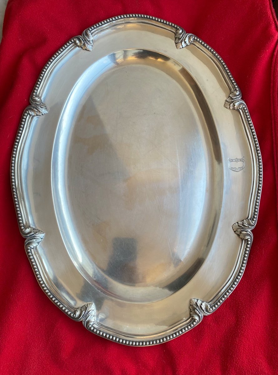 Oval Plate In Solid Silver Odiot In Paris Hallmarked With Minerva And Master Goldsmith 1890 Gr