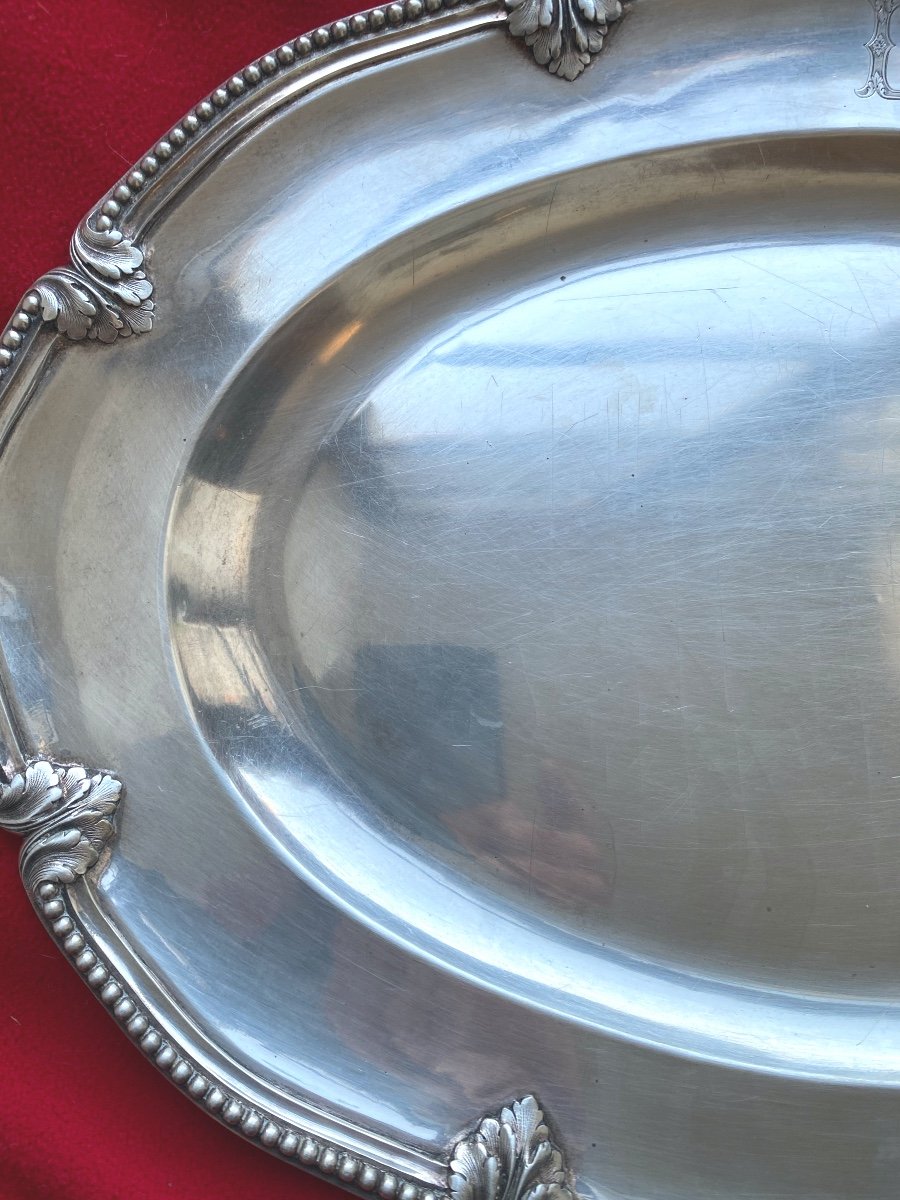 Silver Dish Odiot In Paris Hallmarked With Minerva And Goldsmith Weight 1480 Gr # 5675-photo-2