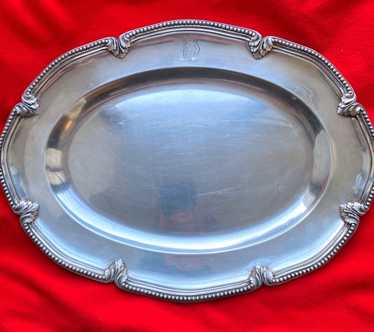 Silver Dish Odiot In Paris Hallmarked With Minerva And Goldsmith Weight 1480 Gr # 5675