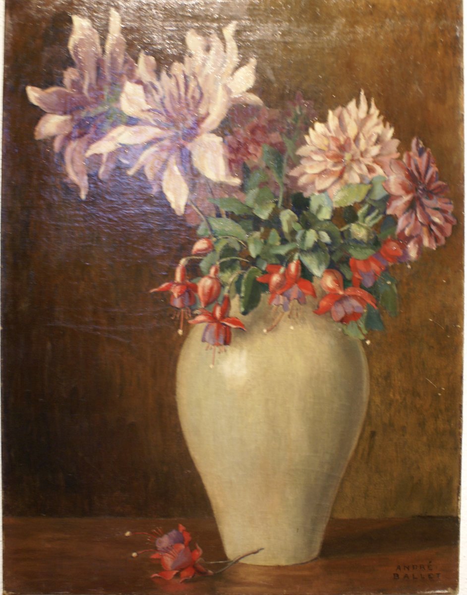 AndrÉ   Ballet  1885-1959  Bouquet De  Fleurs   Huile Sur Toile  61 X  46 Cm