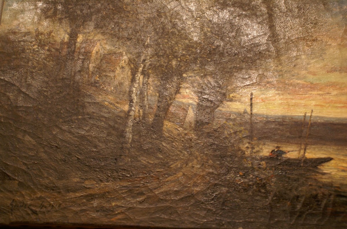 Charles Hippolyte AndrÉ 1854- 1923 Landscape Oil On Canvas Signed And Dated 1916-photo-3