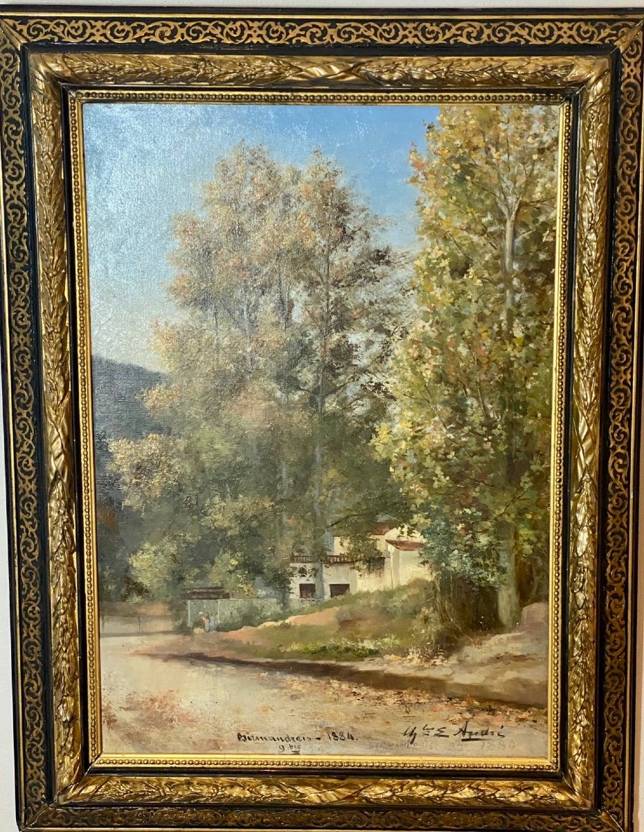 Landscape  Painting Villa In The Bay Of Alger, Signed Charles  André 1884