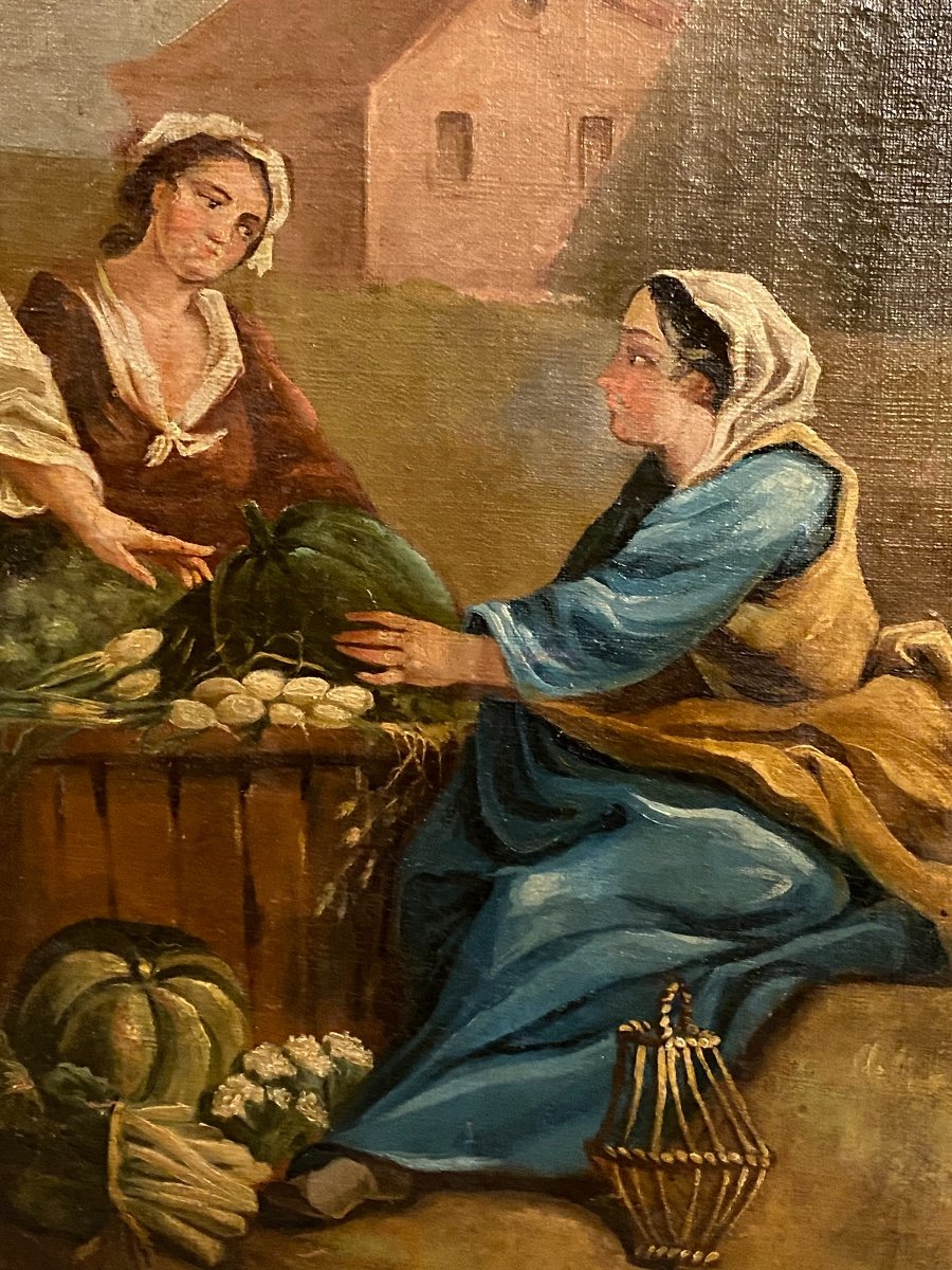   Country Women Shopping At  The Open Village Market  18th Century Work-photo-3