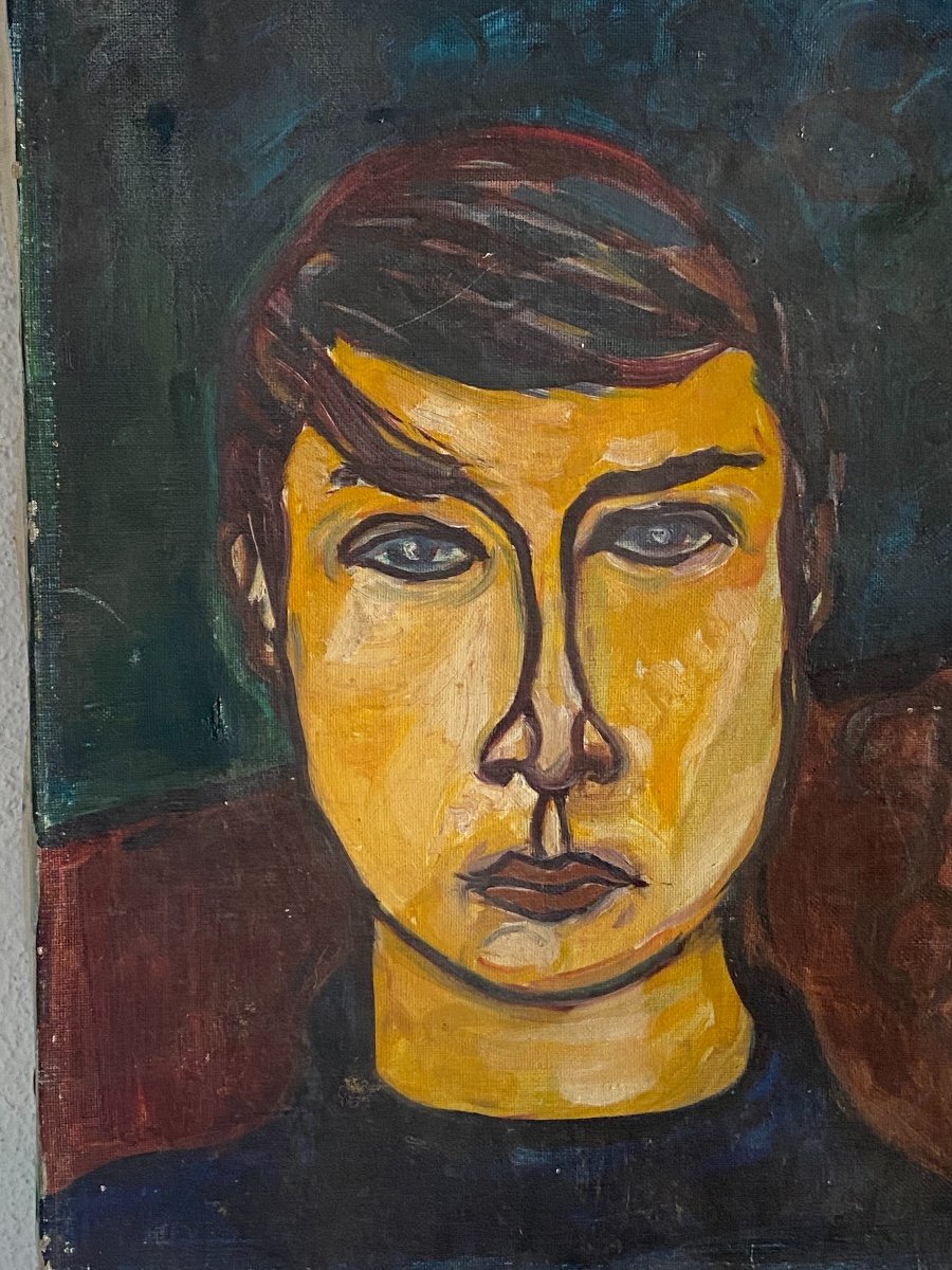 Portrait De Jeune Homme   suiveur de Modigliani-photo-2