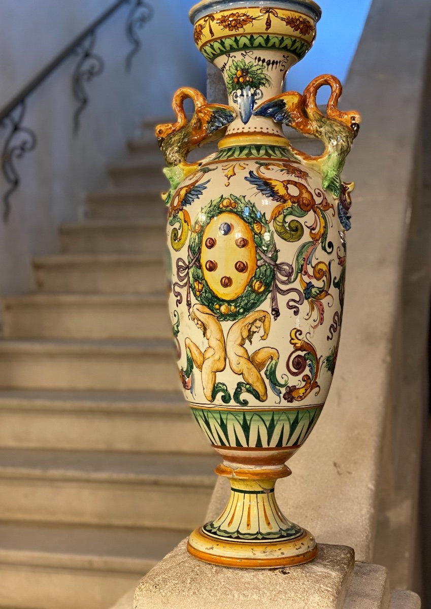 Grand Vase  Balustre  Italian De Style Renaissance   H 78 Cm