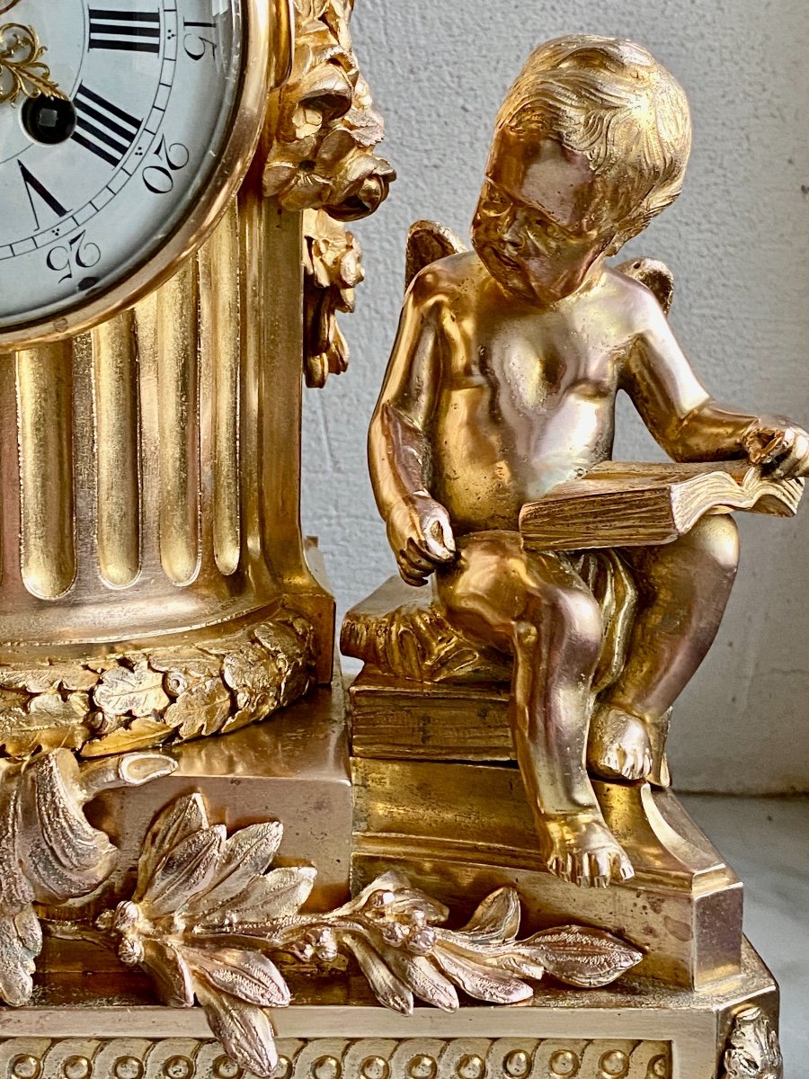 Pendule  Verneaux À Paris  En   Bronze DorÉ  À Motif De Putti  Style Louis  XVI  -photo-6