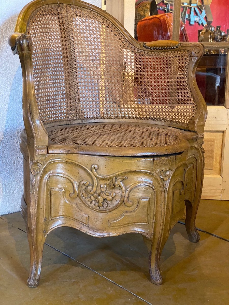 Period Régence Convenience Chair Carved Panels On Both Sides-photo-2