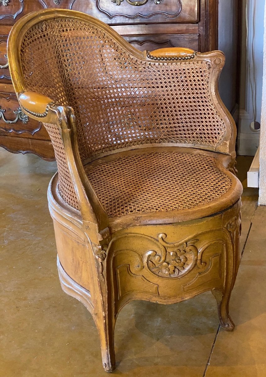 Period Régence Convenience Chair Carved Panels On Both Sides-photo-4