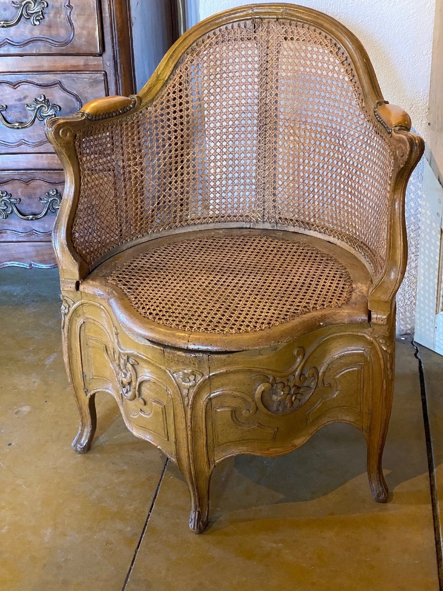 Period Régence Convenience Chair Carved Panels On Both Sides-photo-1