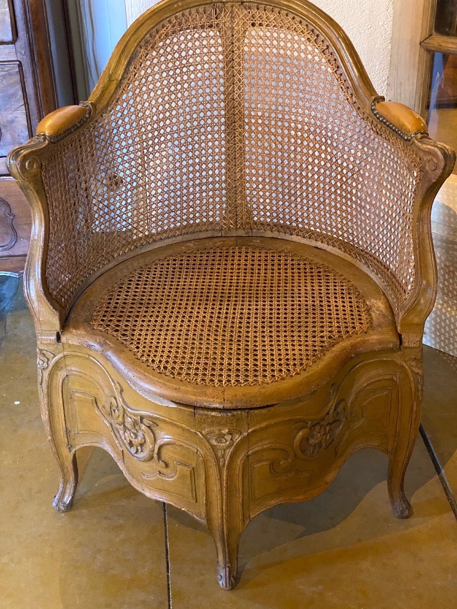 Period Régence Convenience Chair Carved Panels On Both Sides-photo-2