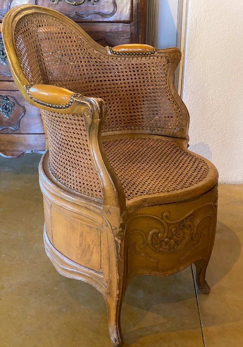 Period Régence Convenience Chair Carved Panels On Both Sides-photo-4