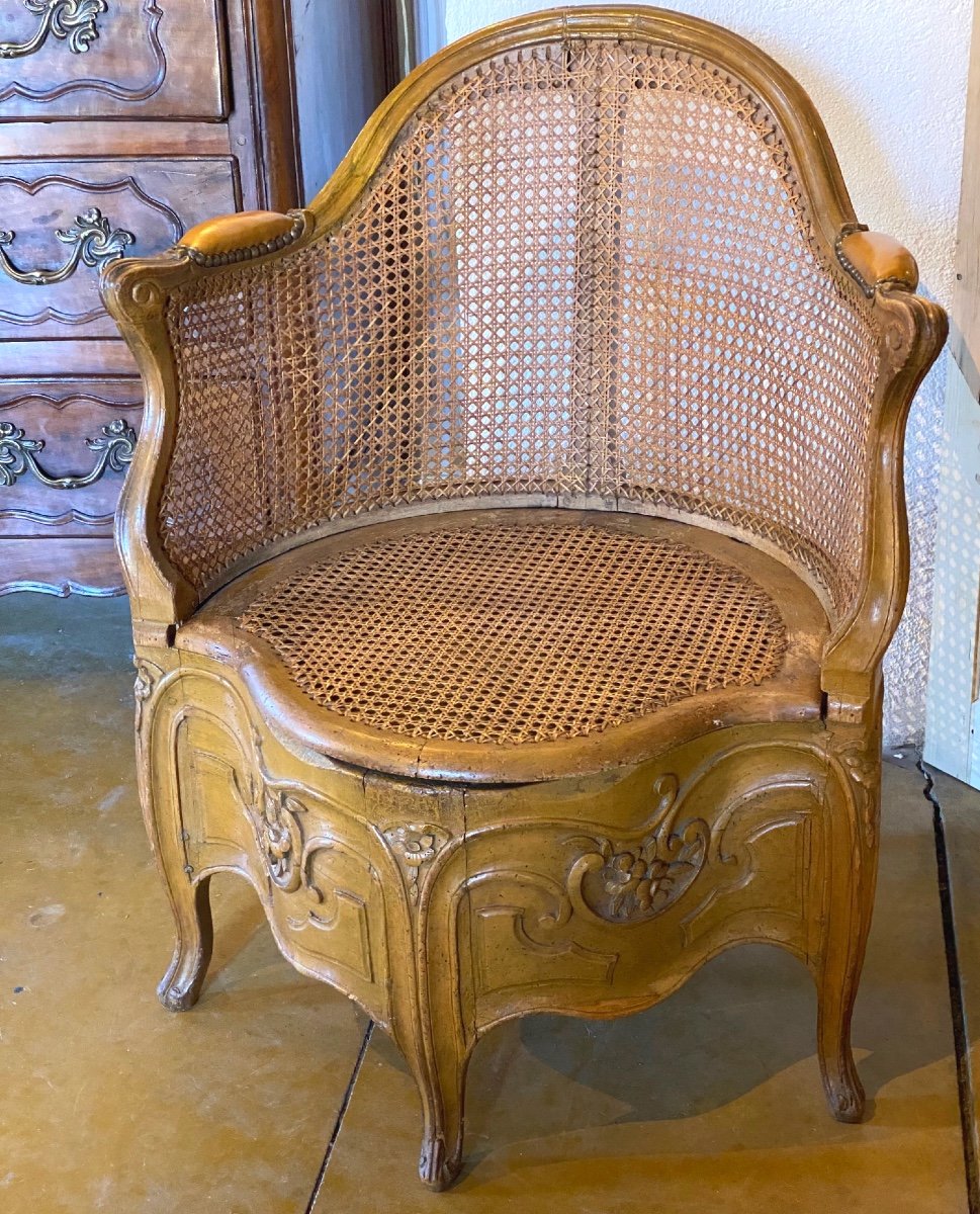 Period Régence Convenience Chair Carved Panels On Both Sides