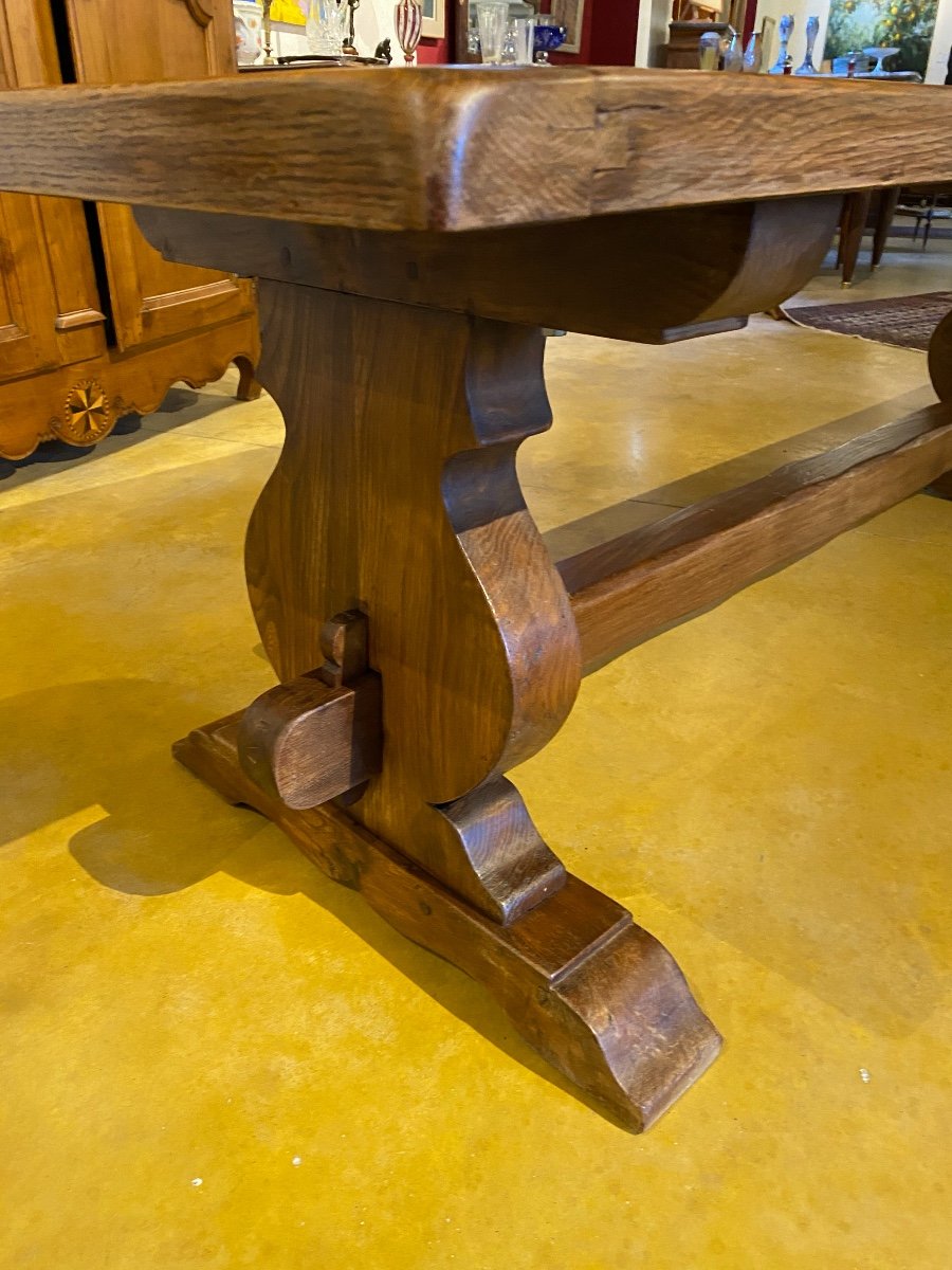 Monastery Table In Solid Oak Mounted On Keys 235 X 80 Cm 17th Style-photo-2