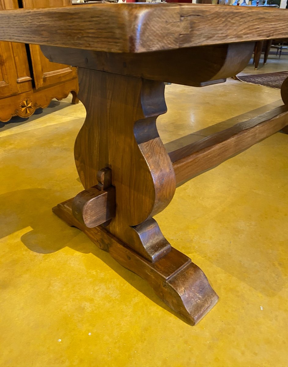 Monastery Table In Solid Oak Mounted On Keys 235 X 80 Cm 17th Style-photo-1