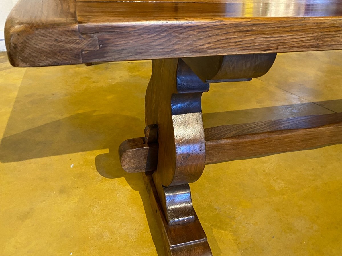 Monastery Table In Solid Oak Mounted On Keys 235 X 80 Cm 17th Style-photo-4