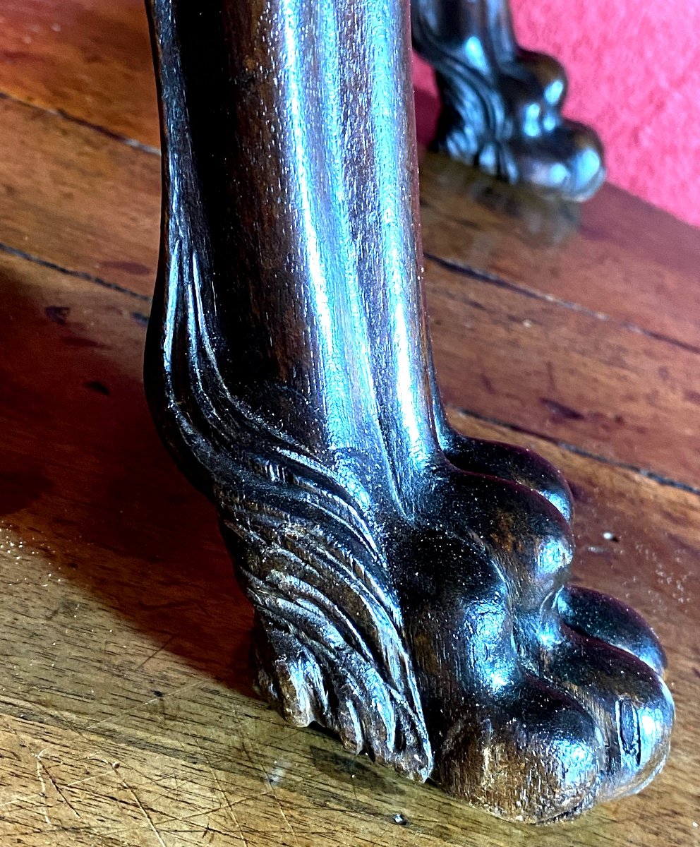Mahogany  Curule Seat Directoire Period Decorated With Sculptures Of Lions Heads And Griffins Feet-photo-4