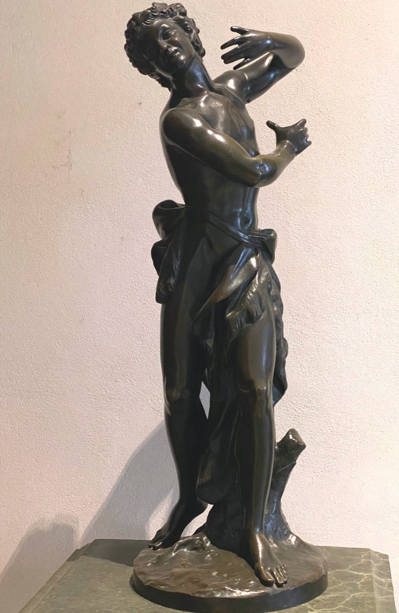   Grand  Bronze Ancien   Allegorie De La Danse  À Patine Brun MordorÉ   H: 72 Cm