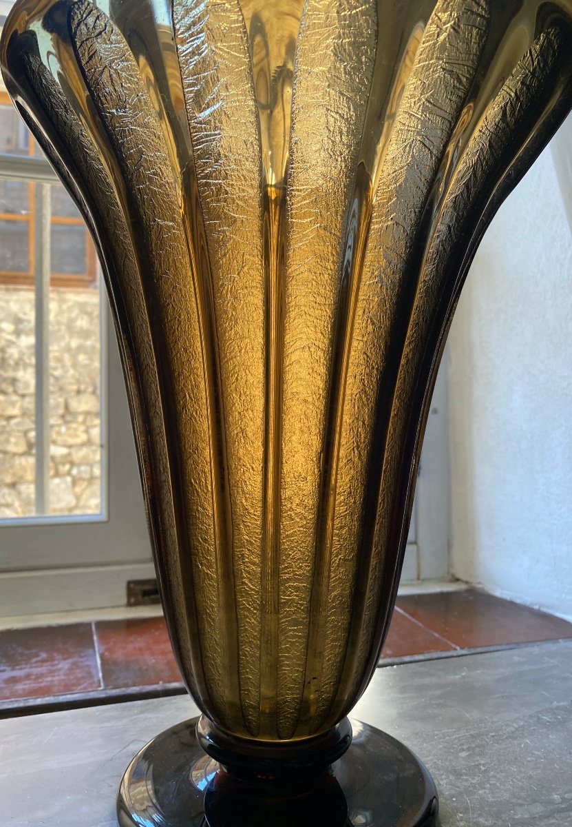 Large Engraved Vase Daum Nancy France With Cross Of Lorraine Art Deco Period