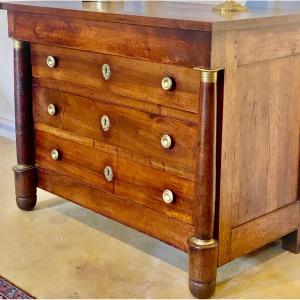Empire Period Commode In Solid Mahogany With Four Drawers 