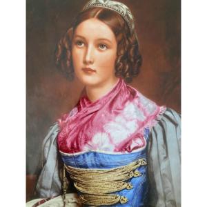 Portrait  Hélène  SEDLMAYR   BAVARIA   par joseph  STIELER   1831  PORCELAIN K.P. M ;  En Bleu 