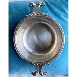 Silver Vegetable Dish Empire Style Double-headed Eagle Head Handles Minerva Hallmark  