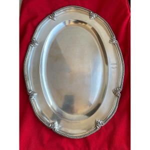 Oval Plate In Solid Silver Odiot In Paris Hallmarked With Minerva And Master Goldsmith 1890 Gr