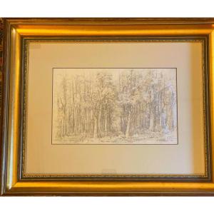 Dessin. De Isaac. Levitan   Paysagiste Russe  Certificat