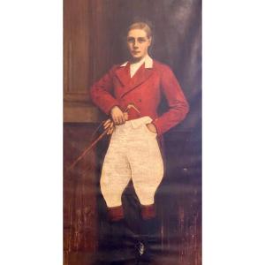 Portrait  Présumé Du Duc De  Windsor  Hst 100 X 195 Cm Posing In Equestrian Outfit