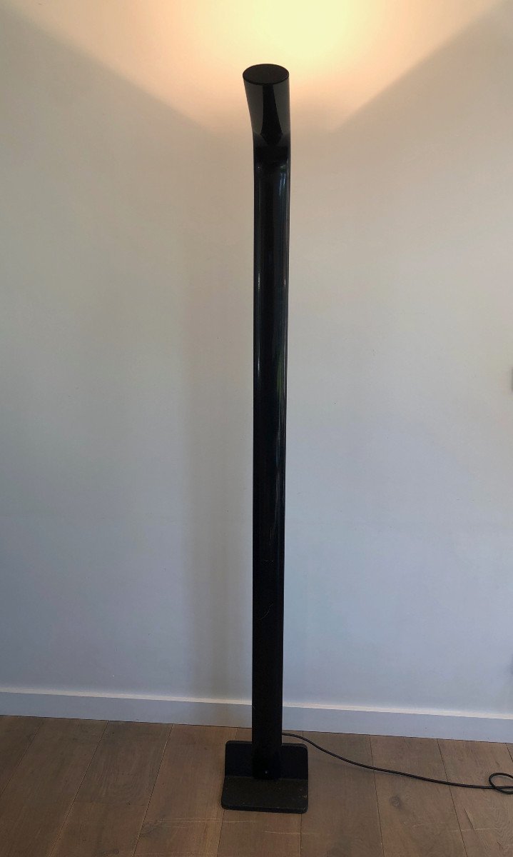 Black Lacquered Metal Halogen Floor Lamp. Italian Work. Circa 1970-photo-2