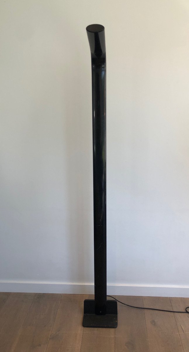 Black Lacquered Metal Halogen Floor Lamp. Italian Work. Circa 1970-photo-1