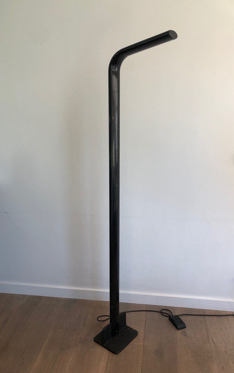 Black Lacquered Metal Halogen Floor Lamp. Italian Work. Circa 1970-photo-2