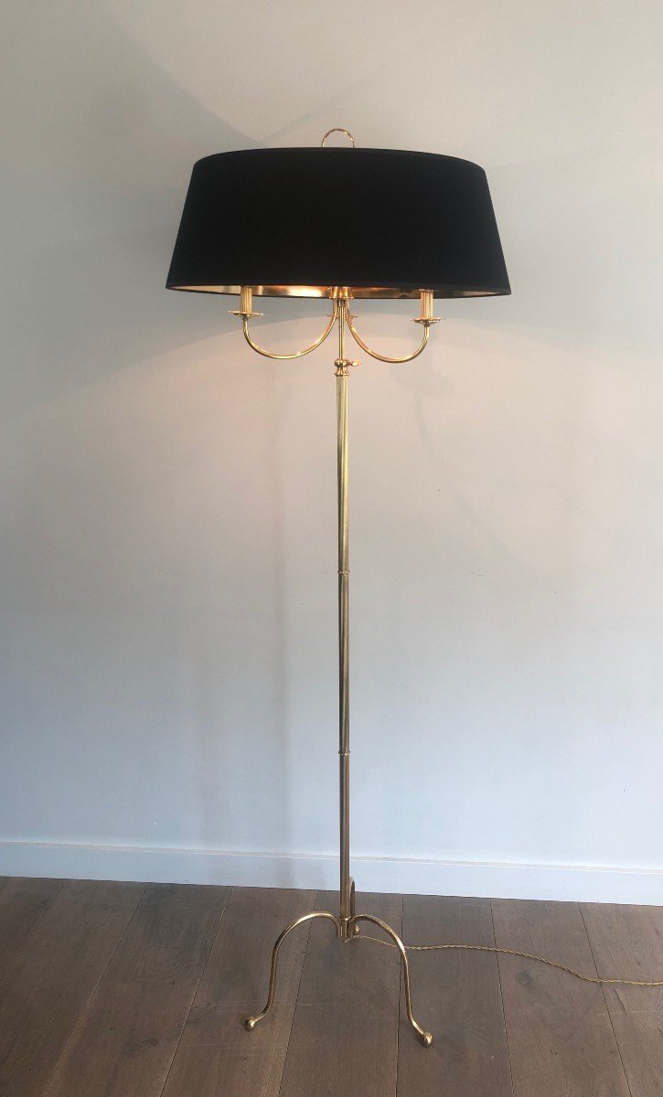 Neoclassical Style Floor Lamp In Brass With Three Arms Of Light. Floor Lamp Adjustable At The Top-photo-7