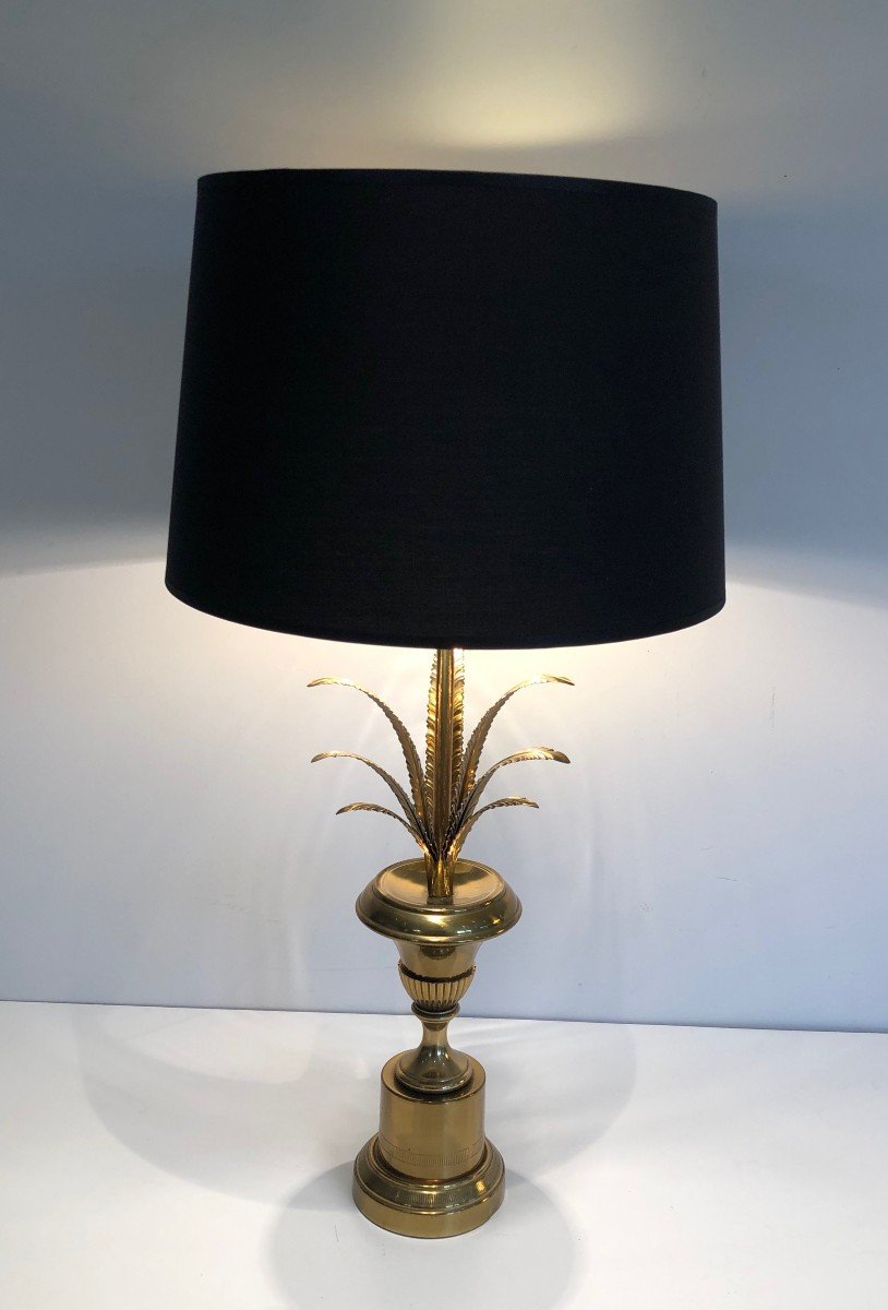 Neoclassical Style Palm Tree Table Lamp In Brass. French Work -photo-3