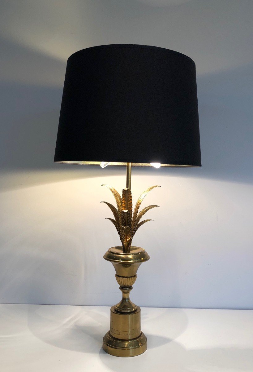 Neoclassical Style Palm Tree Table Lamp In Brass. French Work -photo-3