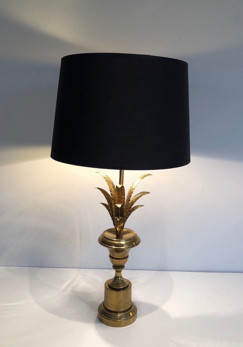 Neoclassical Style Palm Tree Table Lamp In Brass. French Work 