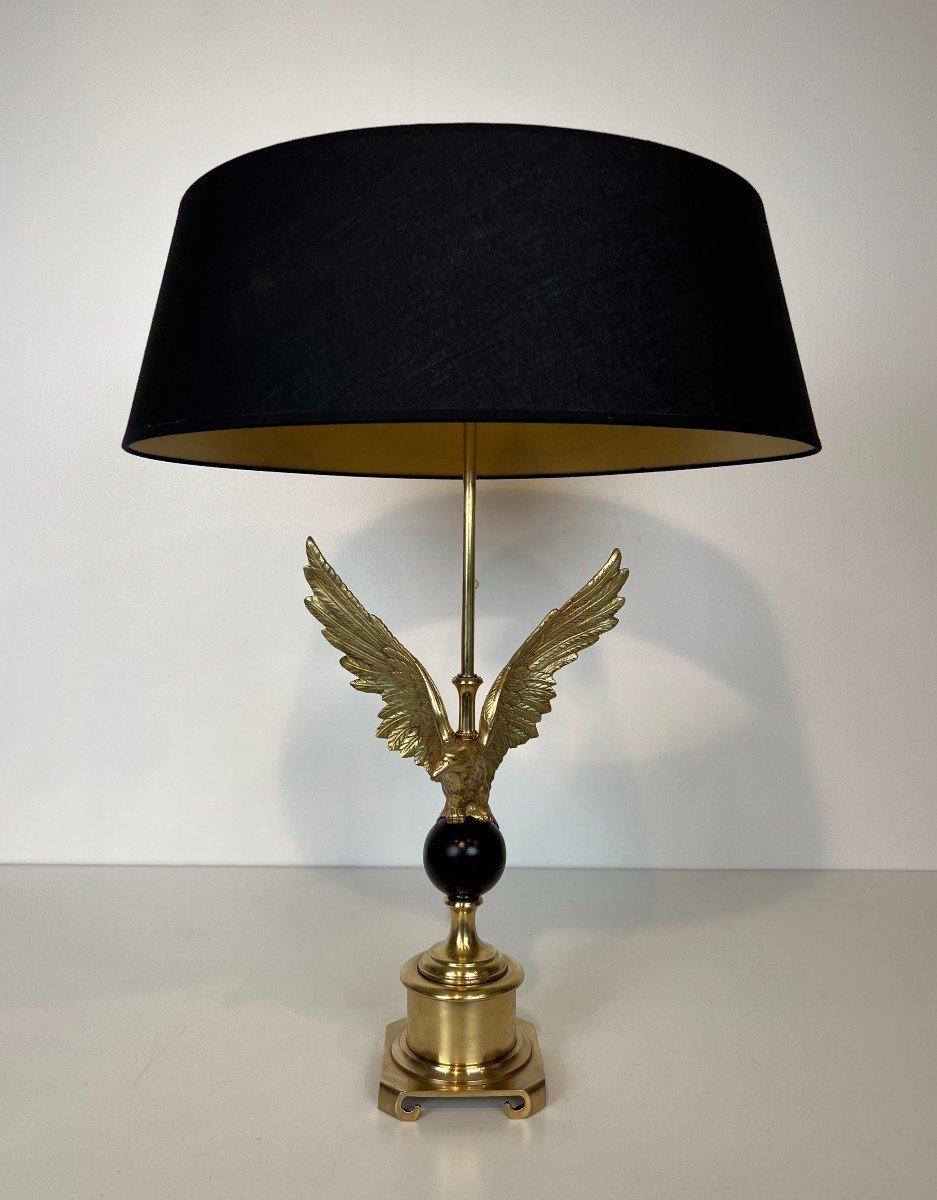 Royal Eagle Bronze Table Lamp. French Work In The Style Of Maison Charles. Circa 1970-photo-2